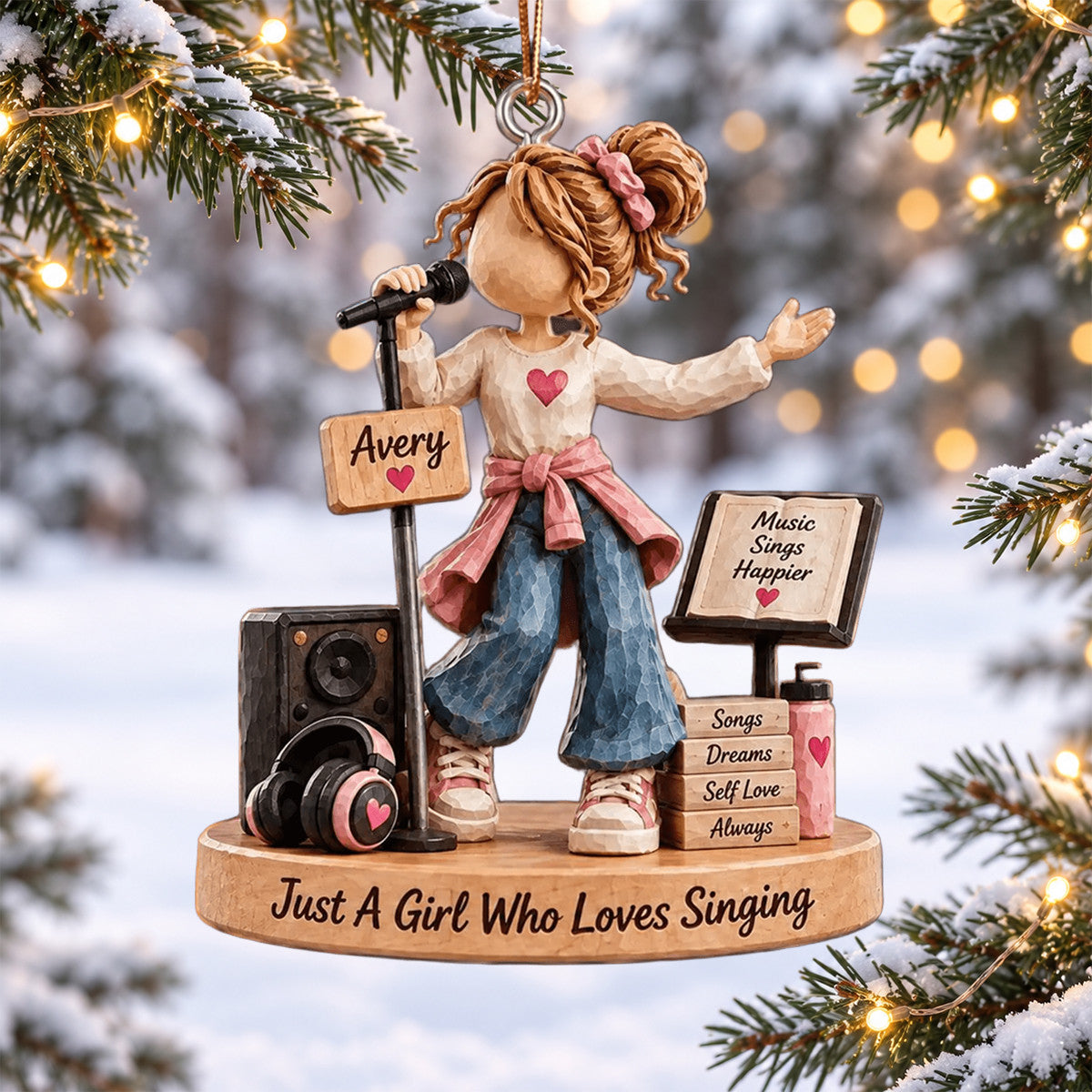 Just A Girl Who Loves Singing Personalized Acrylic Ornament Family Christmas Gift