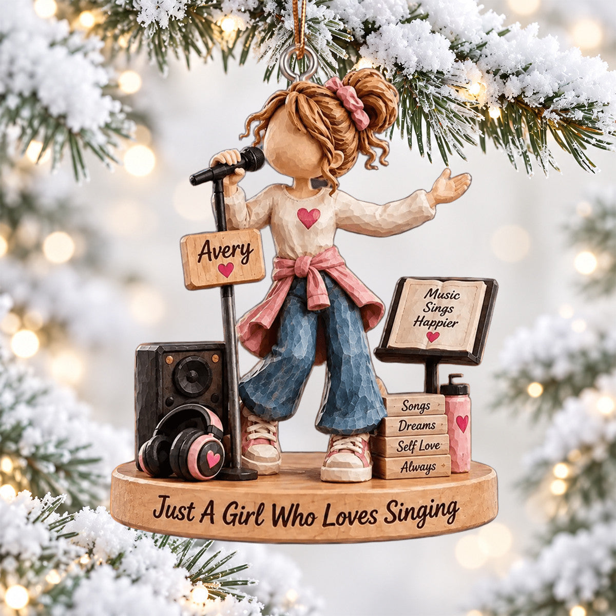 Just A Girl Who Loves Singing Personalized Acrylic Ornament Family Christmas Gift