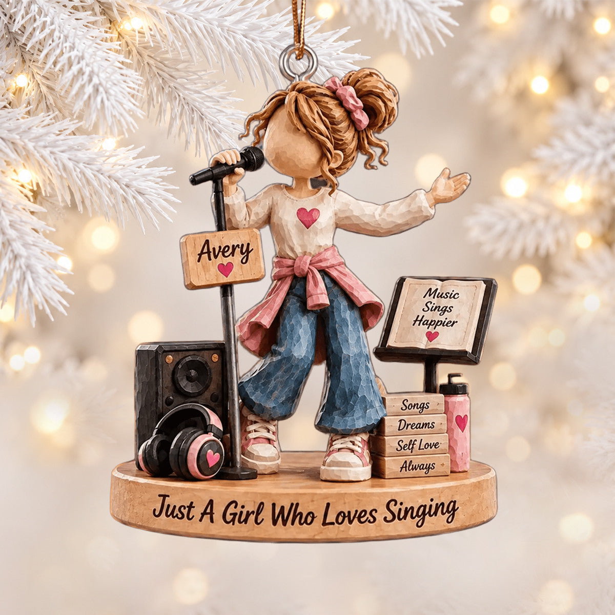 Just A Girl Who Loves Singing Personalized Acrylic Ornament Family Christmas Gift