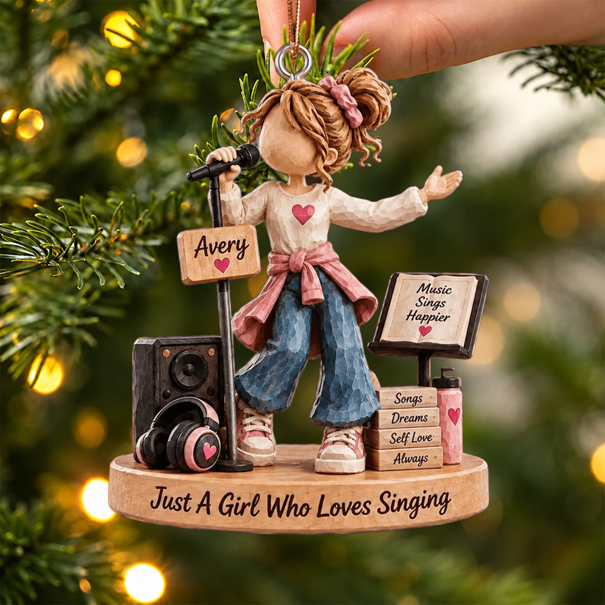 Just A Girl Who Loves Singing Personalized Acrylic Ornament Family Christmas Gift