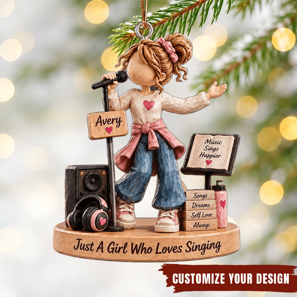 Just A Girl Who Loves Singing Personalized Acrylic Ornament Family Christmas Gift