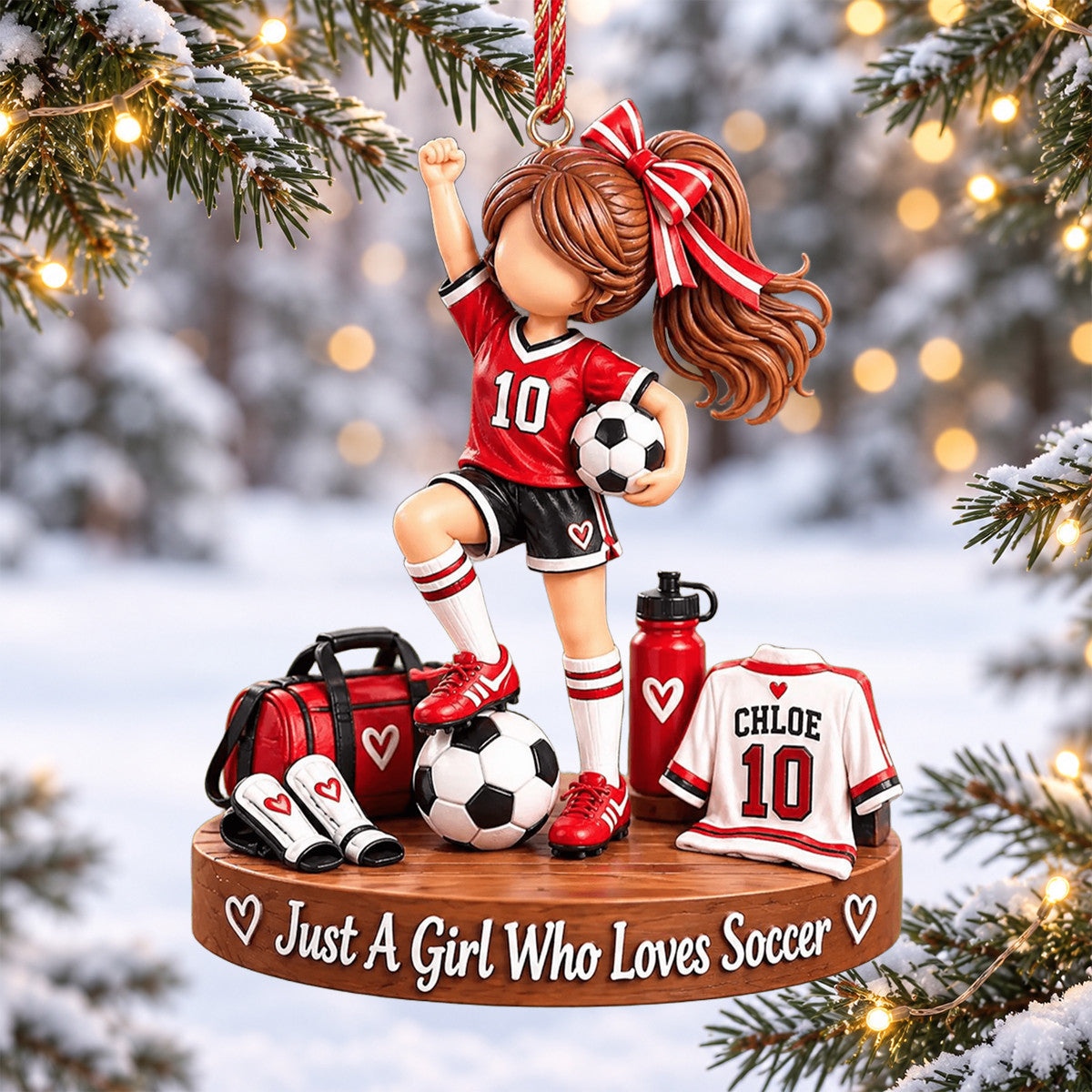 Just A Girl Who Loves Soccer Personalized Acrylic Ornament Family Christmas Gift