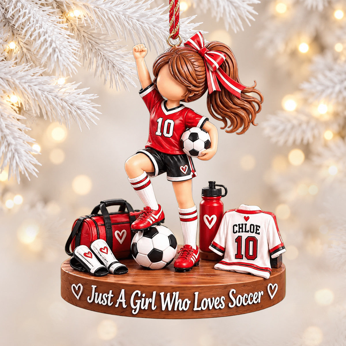 Just A Girl Who Loves Soccer Personalized Acrylic Ornament Family Christmas Gift
