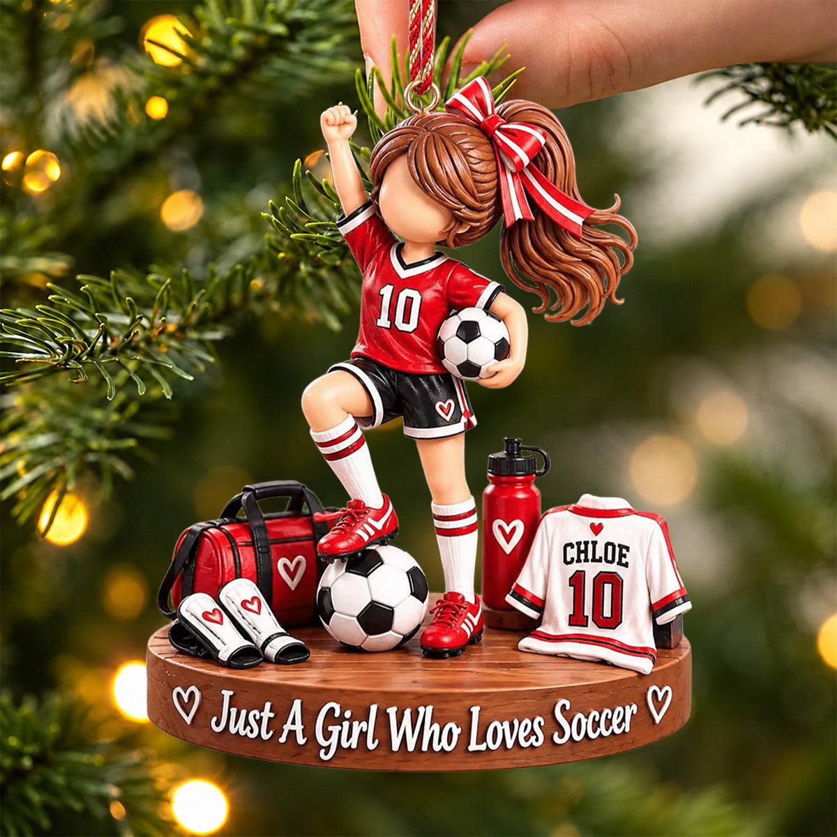 Just A Girl Who Loves Soccer Personalized Acrylic Ornament Family Christmas Gift