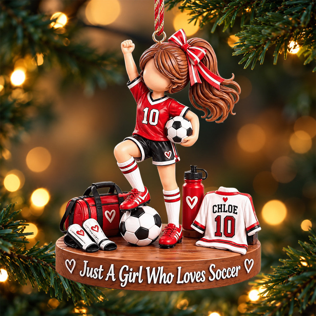 Just A Girl Who Loves Soccer Personalized Acrylic Ornament Family Christmas Gift
