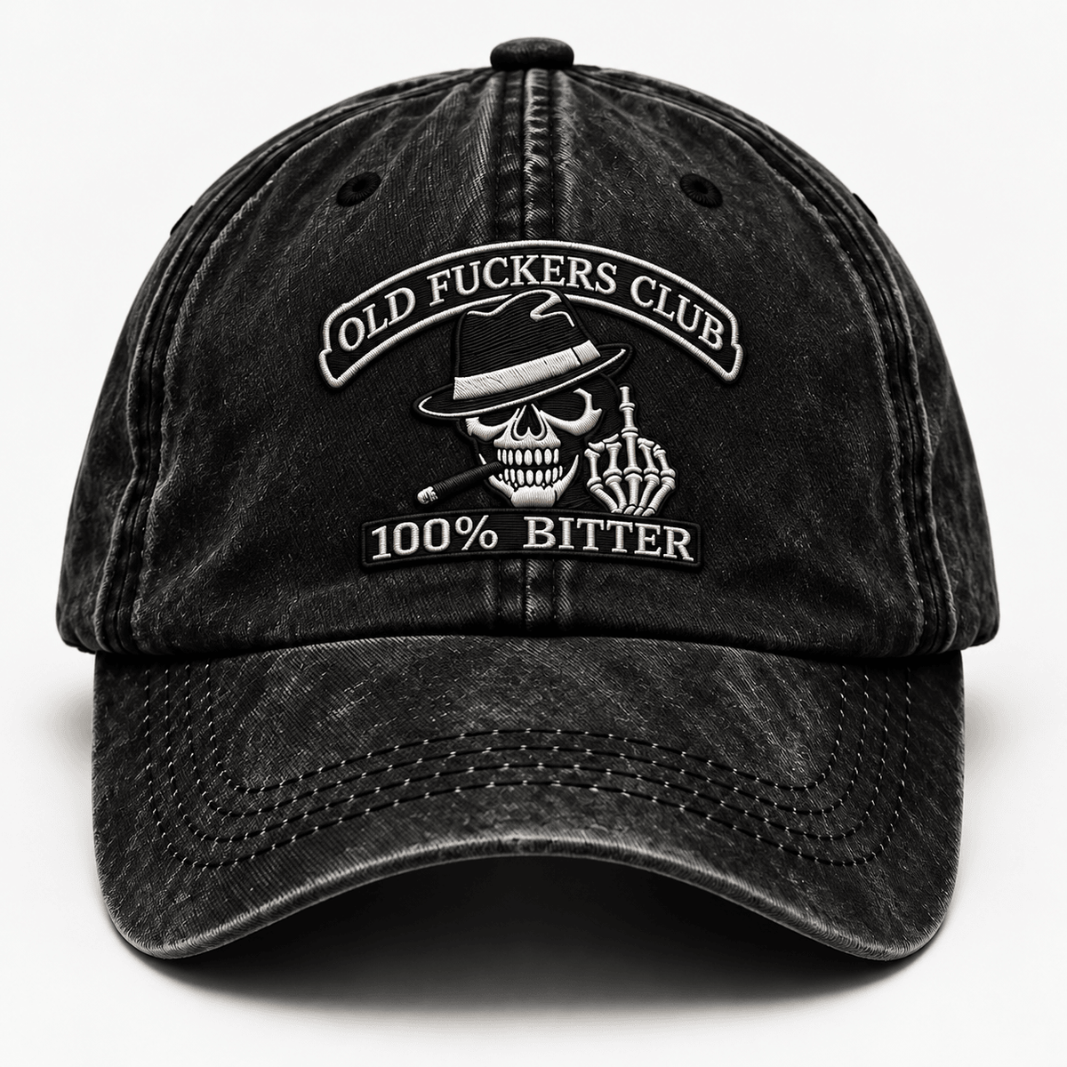 100% Bitter Old Fuckers Club Baseball Cap, Lifetime Member Printed Hat Graphic Vintage Style Gift for Dad