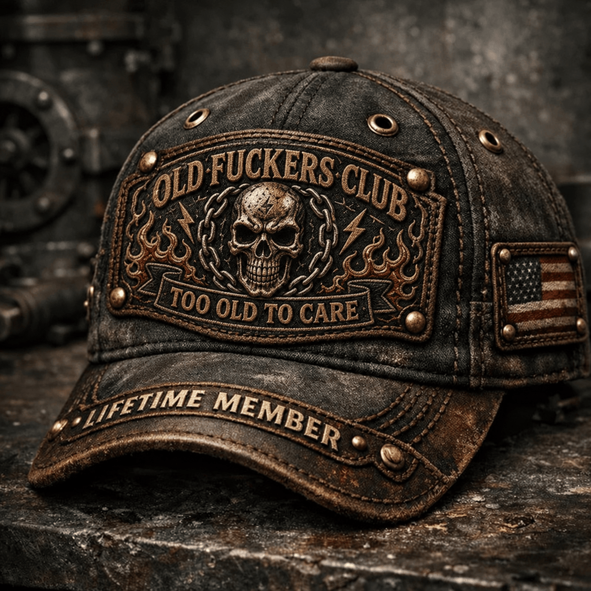 Too Old To Care Baseball Cap, Lifetime Member Printed Hat Graphic Vintage Style Gift for Dad