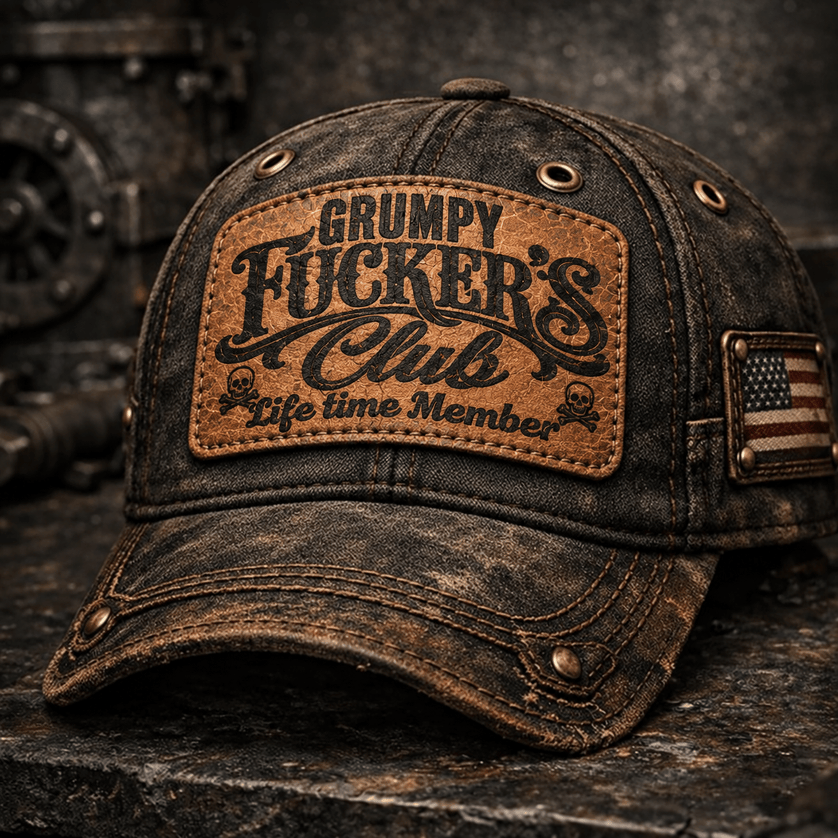 Grumpy Fuckers Club Baseball Cap, Lifetime Member Printed Hat Graphic Vintage Style Gift for Dad