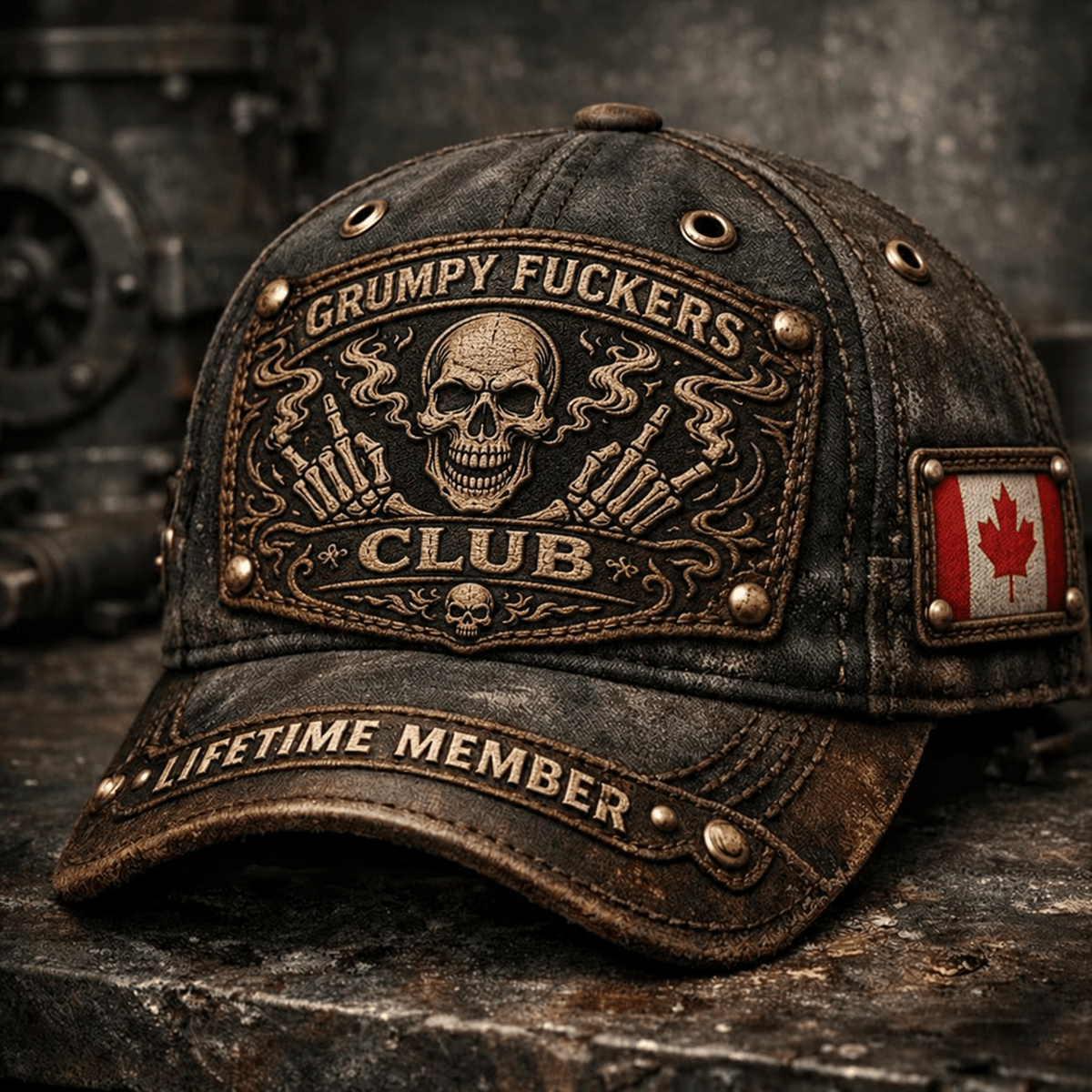 Grumpy Fuckers Club Baseball Cap, Lifetime Member Printed Hat Graphic Vintage Style Gift for Dad