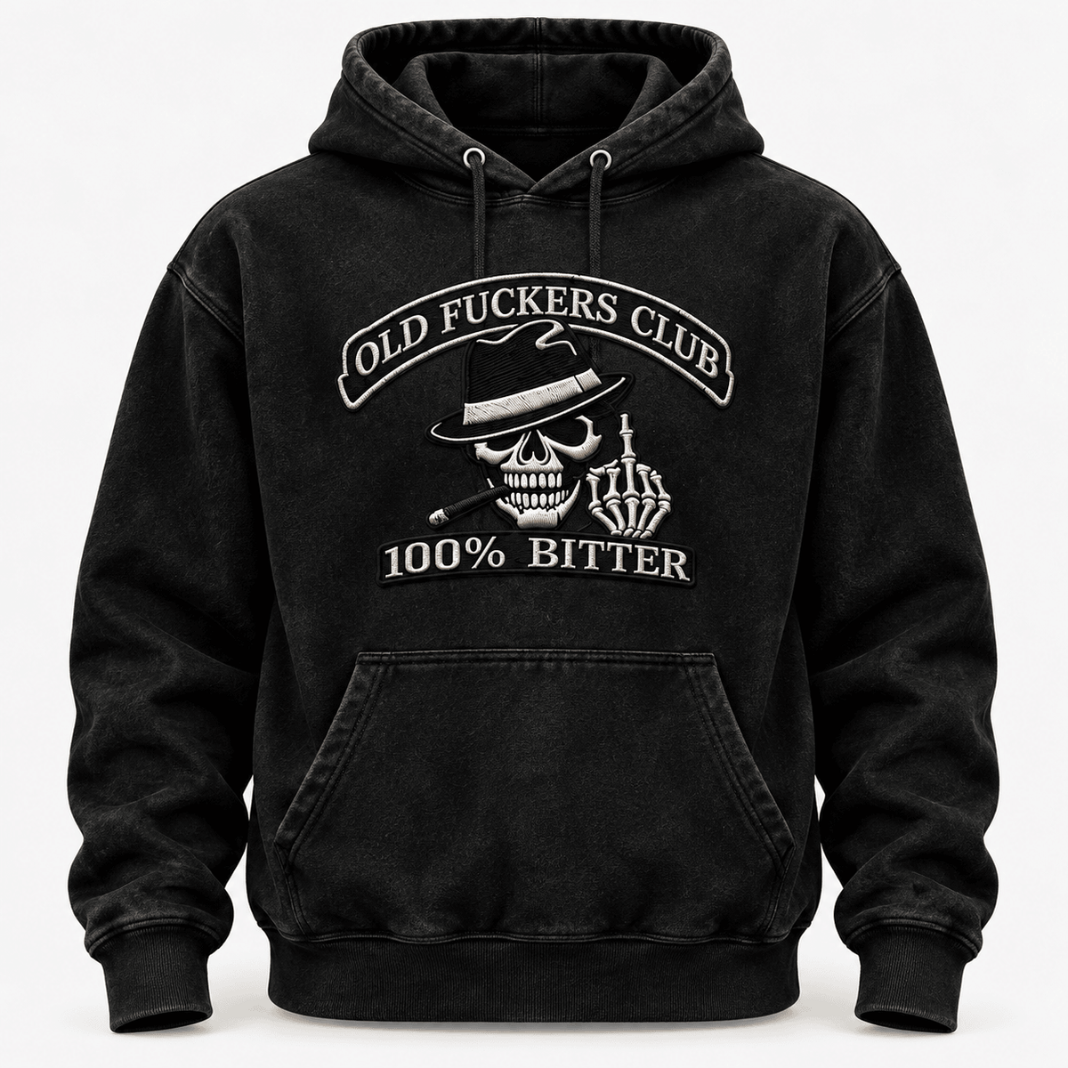 100% Bitter Old Fuckers Club Printed Hoodie Vintage Style Hoodie Gift for Dad, Grandpa, Husband