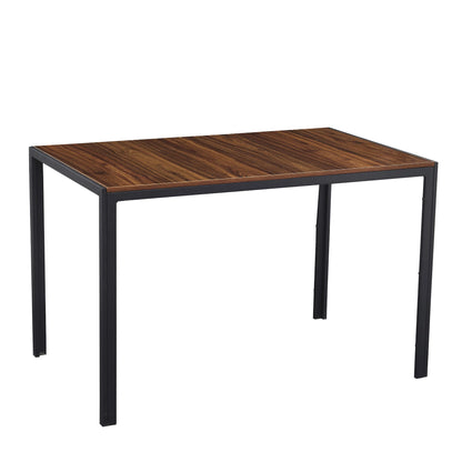 Ensemble de table à manger avec chaises pour 4 personnes, 1 table basse moderne et décontractée avec comptoir en bois, 4 chaises en cuir avec coussin et dossier haut [US-W]