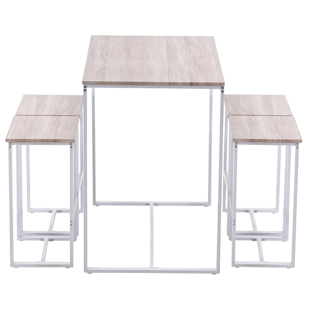 Juego de mesa de comedor (100 x 60 x 87) cm Roble Simple 87 cm Alto Mesa de bar y sillas Juego de 5 Papel PVC Lacado Blanco Mate Blanco