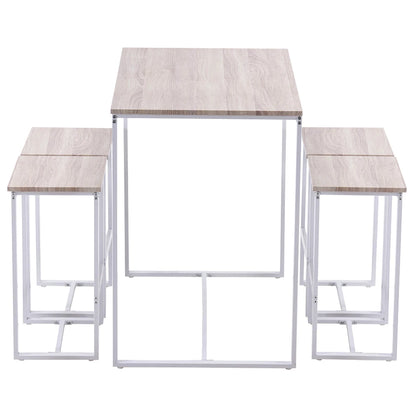 Juego de mesa de comedor (100 x 60 x 87) cm Roble Simple 87 cm Alto Mesa de bar y sillas Juego de 5 Papel PVC Lacado Blanco Mate Blanco