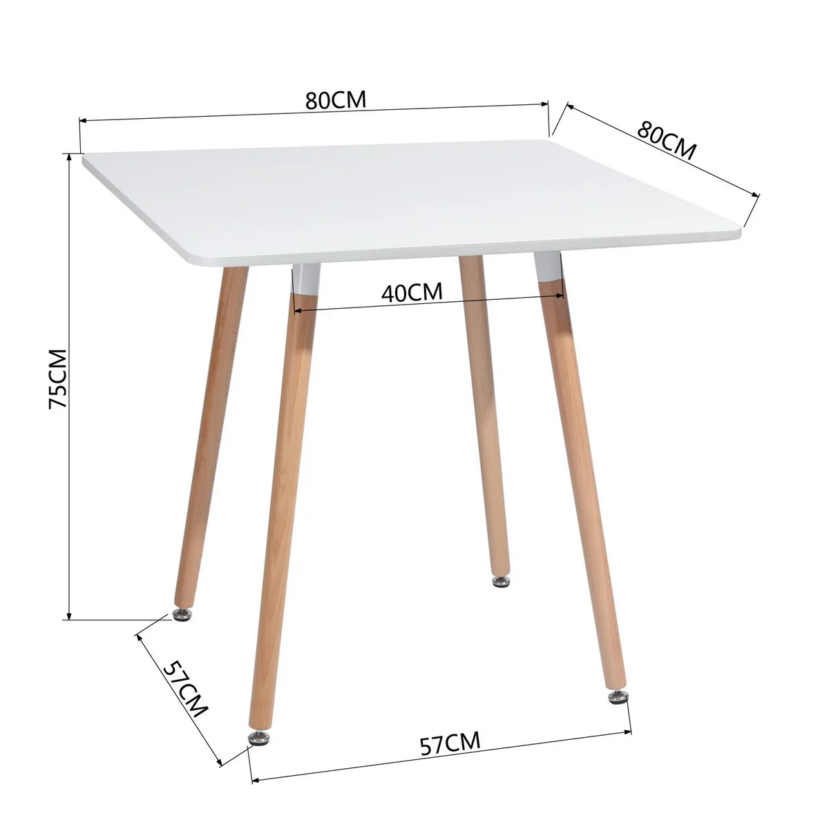 Ensemble de table à manger et chaises pour 4 personnes comprenant 1 table à manger carrée de 31,5 po + 4 chaises de salle à manger en plastique noir et blanc [US-W]