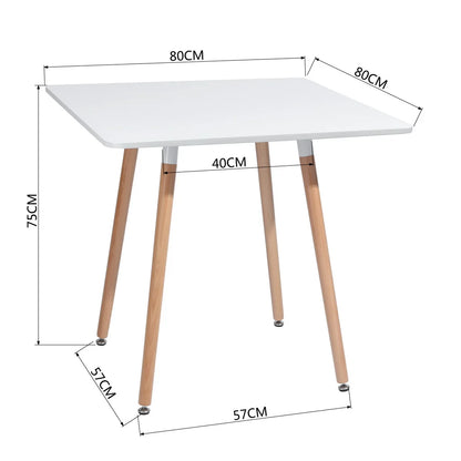 Ensemble de table à manger et chaises pour 4 personnes comprenant 1 table à manger carrée de 31,5 po + 4 chaises de salle à manger en plastique noir et blanc [US-W]