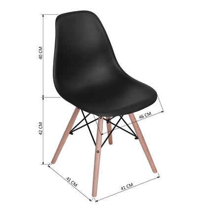 Ensemble de table à manger et chaises pour 4 personnes comprenant 1 table à manger carrée de 31,5 po + 4 chaises de salle à manger en plastique noir et blanc [US-W]