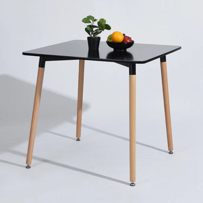 Ensemble de table à manger et chaises pour 4 personnes comprenant 1 table à manger carrée de 31,5 po + 4 chaises de salle à manger en plastique noir et blanc [US-W]