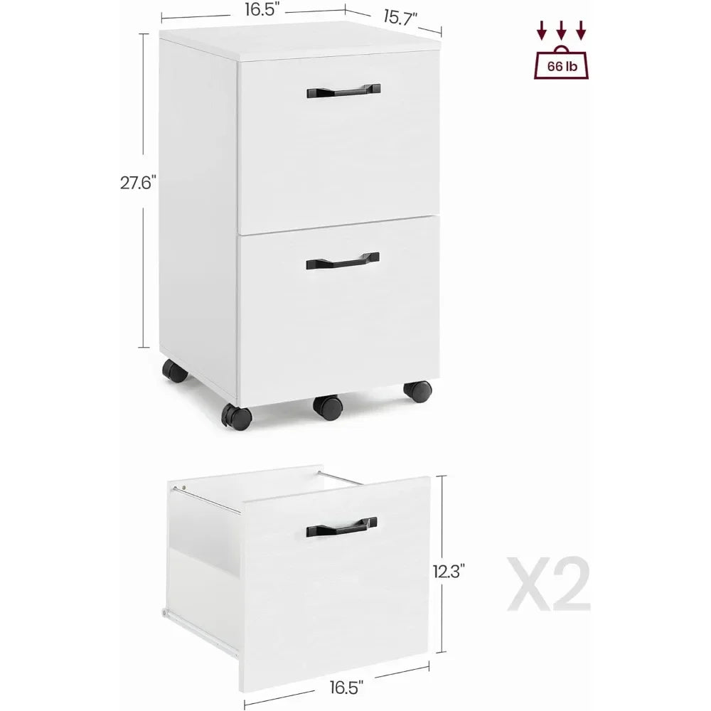 2-Drawer File Cabinet, Filing Cabinet for Home Office, Small Rolling File Cabinet, Printer Stand, for A4, Letter-Size Files