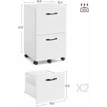 2-Drawer File Cabinet, Filing Cabinet for Home Office, Small Rolling File Cabinet, Printer Stand, for A4, Letter-Size Files