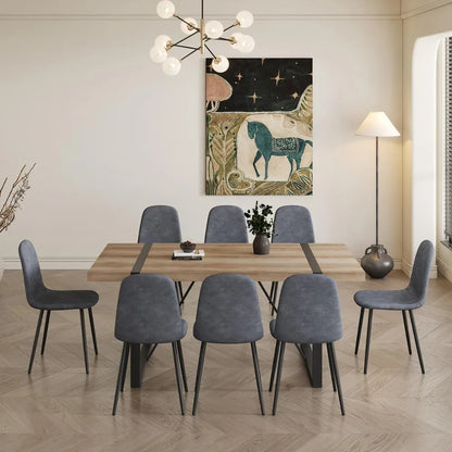 Ensemble de table à manger pour 8, 9 pièces, table de cuisine de 71 pouces et chaises en tissu suédé, ensemble de 8 pour la cuisine