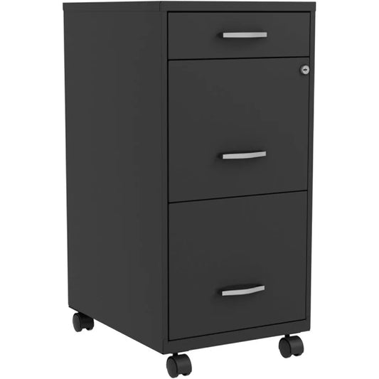 Lorell LYS SOHO Box/File/File 3-Drawer Mobile File Cabinet, Black, 14.3" x 18" x 29.5"