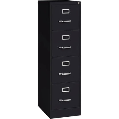 Archivadores de oficina, archivador vertical de 4 cajones, 15 x 22 x 52, archivadores negros