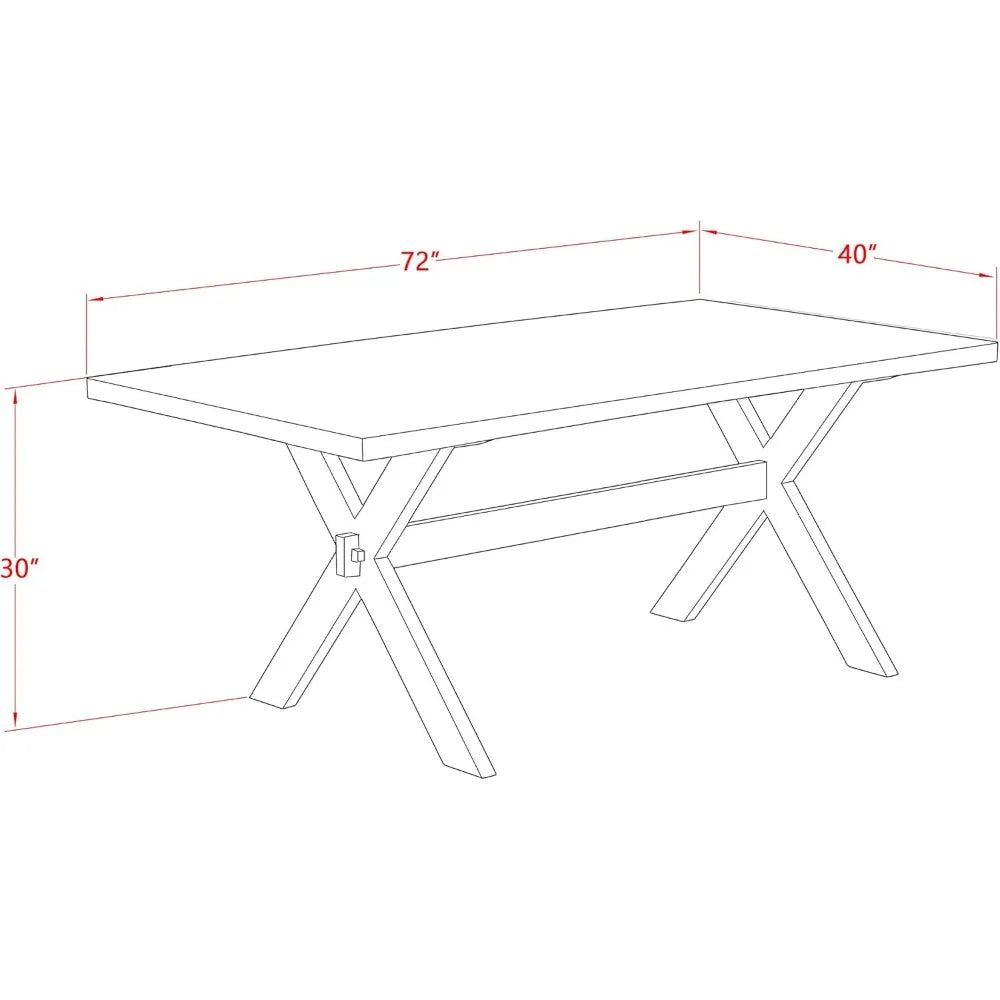 El juego de 9 piezas incluye una mesa de comedor rectangular con patas en forma de X y 8 sillas tapizadas en tela de lino azul bebé, 40 x 72 pulgadas