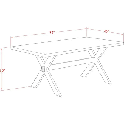 El juego de 9 piezas incluye una mesa de comedor rectangular con patas en forma de X y 8 sillas tapizadas en tela de lino azul bebé, 40 x 72 pulgadas