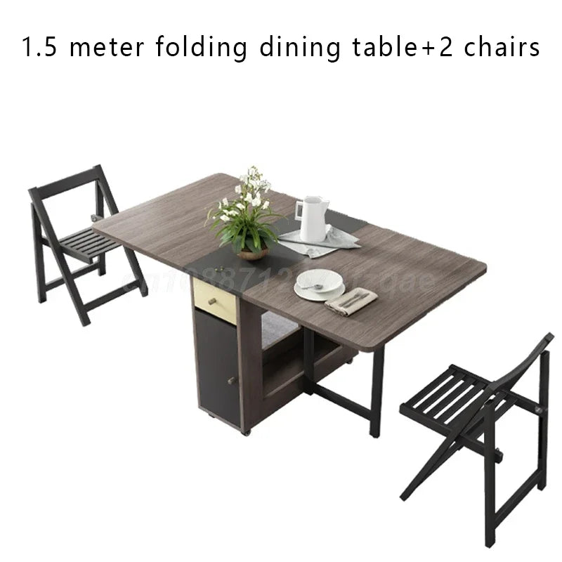 Folding Dining Table Home Ultra-thin Multi-functional Combination Dining Table Multi-person Table With Folding Chairs 0/2/4/6