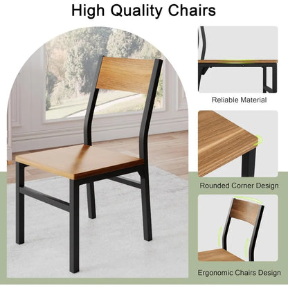 Ensemble de table à manger, table de salle à manger moderne du milieu du siècle avec chaise pour petit espace, cadre en métal robuste, ensemble de table de cuisine