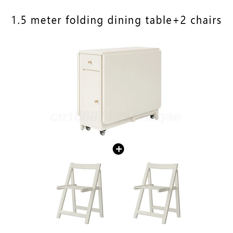 Folding Dining Table Table Multifunctional Space Saving Tables With Storage Racks Extension Dinner Table With 0/2/4/6 Chairs