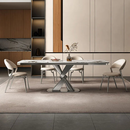 Mesa de comedor rectangular de diseño de lujo plegable Mesa de comedor italiana para 8 personas Mesas de comedor de mármol Accesorios de decoración