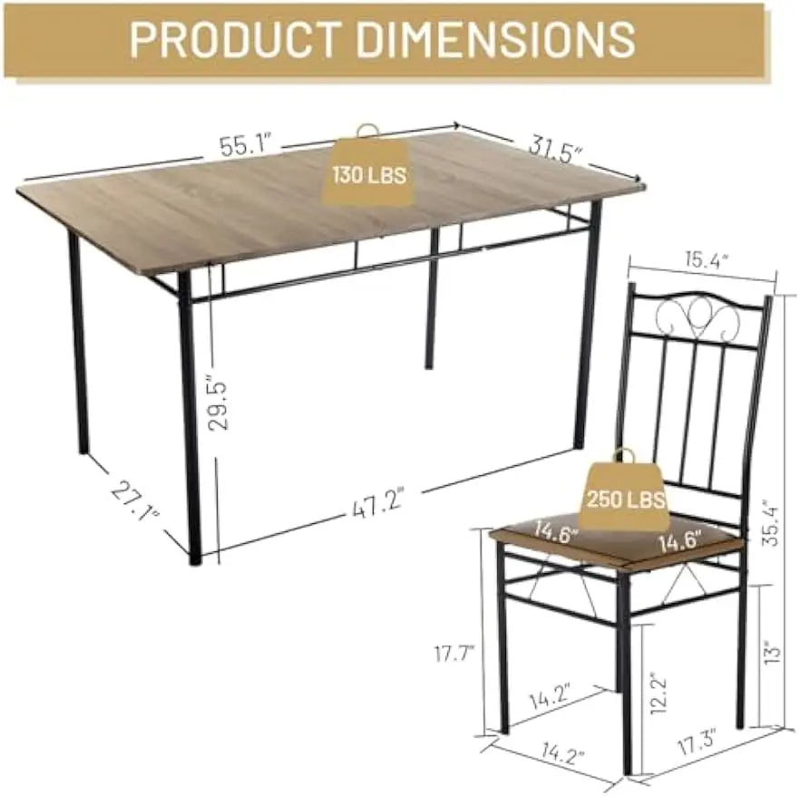 Mesa y sillas para 4-6 personas, juego de mesa de cocina de 7 piezas, juego de mesa de comedor rectangular con 6 sillas de cuero PU, haya/B