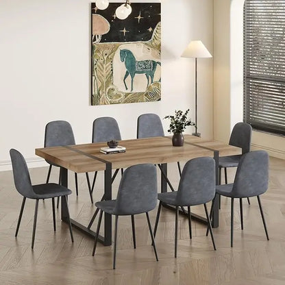 Ensemble de table à manger pour 8, 9 pièces, table de cuisine de 71 pouces et chaises en tissu suédé, ensemble de 8 pour la cuisine