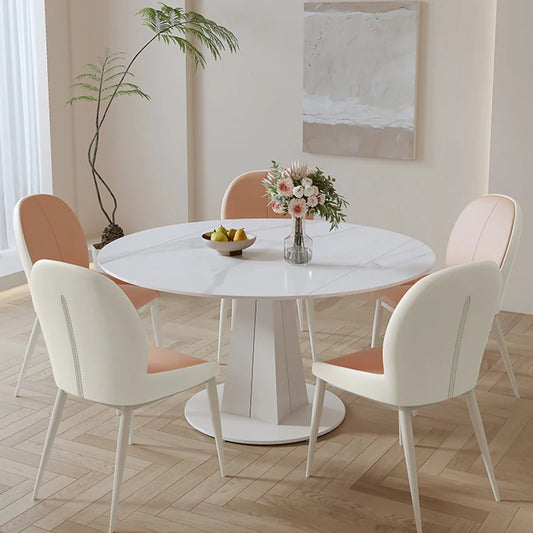 Juego de mesa de comedor para sala de estar con sillón ergonómico blanco, juegos de comedor móviles, diseño moderno, comedores, mesa plegable, muebles