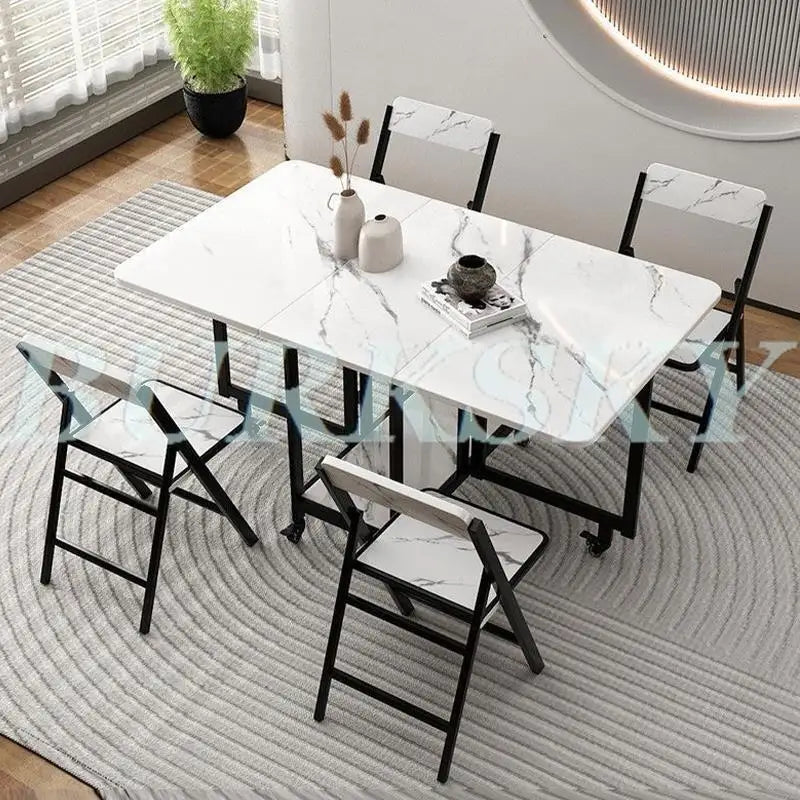 Ensemble table et chaises pliantes, tables à manger mobiles, ensemble de chaises, meubles de salle à manger, petit appartement, salon