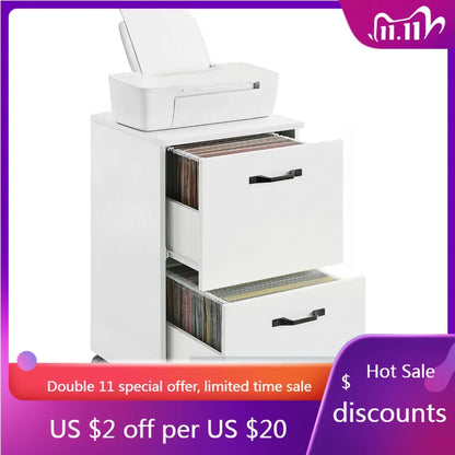 2-Drawer File Cabinet, Filing Cabinet for Home Office, Small Rolling File Cabinet, Printer Stand, for A4, Letter-Size Files