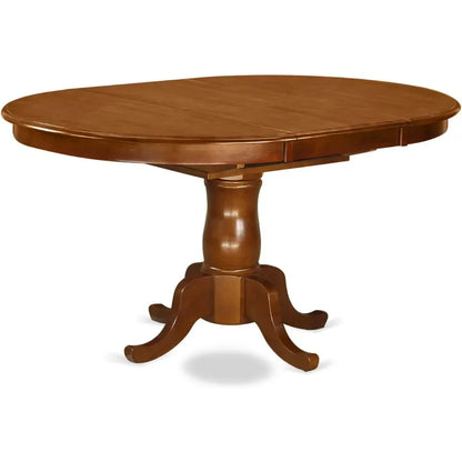 POPL7-SBR-C Juego de muebles de comedor de 7 piezas que consta de una mesa de cocina ovalada con hojas de mariposa y 6 manteles de tela de lino