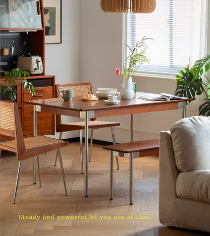 Mesa de comedor de madera maciza, diseño pequeño retro, hogar de estilo nórdico japonés, mesa rectangular medieval, mesa de comedor de madera, silla