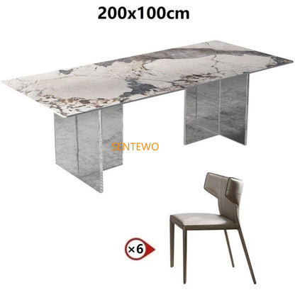 SENTEWO Livraison gratuite ensemble de chaises de table à manger de cuisine en dalle de roche de luxe avec base flottante en acrylique meubles de maison Mesas De Jantar