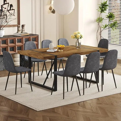 Ensemble de table à manger pour 8, 9 pièces, table de cuisine de 71 pouces et chaises en tissu suédé, ensemble de 8 pour la cuisine