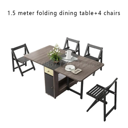 Folding Dining Table with Chairs, Ultra-Thin, Multi-Functional Combination, Multi-person Table, 0, 2, 4, 6