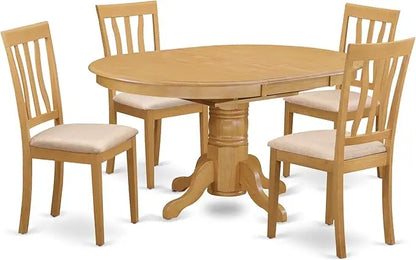 El juego de mesa de comedor de 7 piezas East West Furniture AVAT7-BLK-LC consta de una mesa de cocina ovalada con hojas de mariposa y 6 hojas de imitación L