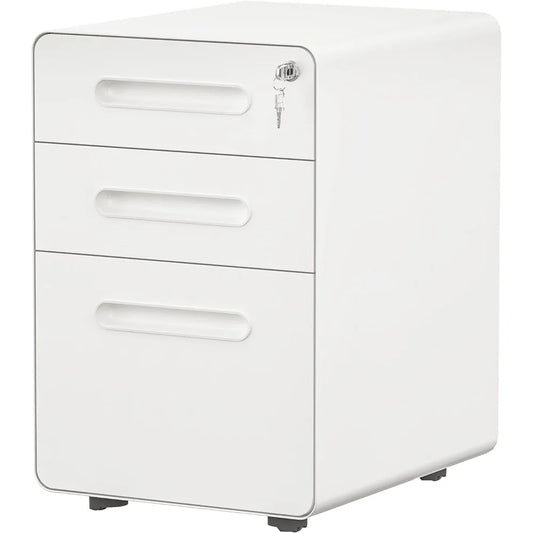 3-Drawer Rolling File Cabinet, Metal Mobile File Cabinet with Lock, Filing Cabinet Under Desk Fits Legal/A4 Size Fully Assembled