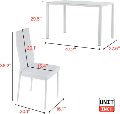 Juego de Mesa de Comedor Cristal para Espacios Pequeños Mesa de Cocina y Sillas para 4 Mesa con Sillas Muebles para el Hogar Rectangular Moderno