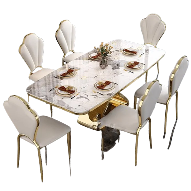 Restaurant Dining Tables Rock Slab Apartment Rectangular Dining Tables Luxury Combination Mesas De Jantar Home Furniture