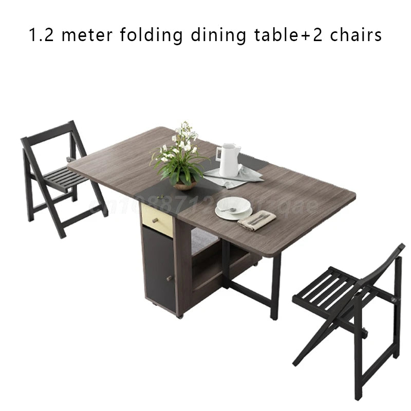 Folding Dining Table with Chairs, Ultra-Thin, Multi-Functional Combination, Multi-person Table, 0, 2, 4, 6