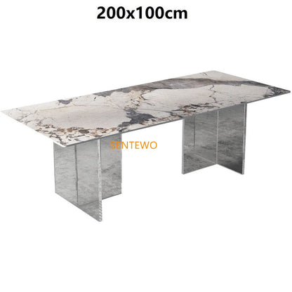 SENTEWO Livraison gratuite ensemble de chaises de table à manger de cuisine en dalle de roche de luxe avec base flottante en acrylique meubles de maison Mesas De Jantar