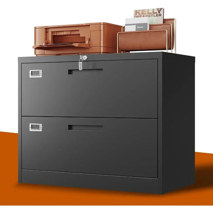 2 Drawer File Cabinet with Lock Office Home Steel Lateral Filing Cabinet for Office with Lockable Wide Metal Cabinet