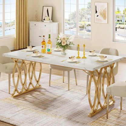 Mesa de comedor moderna, mesa de cocina grande de 63" para 4-6 personas, mesa de comedor rectangular única Muebles de cocina y comedor